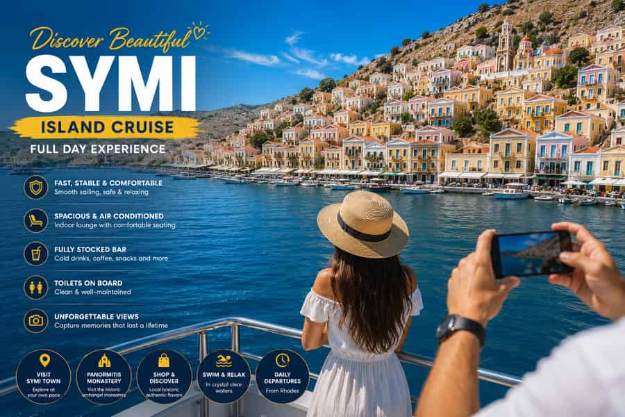Rhodos: Bootsfahrt nach Symi & Panormitis – einfacher & kostenloser Hoteltransfer. Foto: GetYourGuide Rhodos: Bootsfahrt nach Symi & Panormitis – einfacher & kostenloser Hoteltransfer. Foto: GetYourGuide