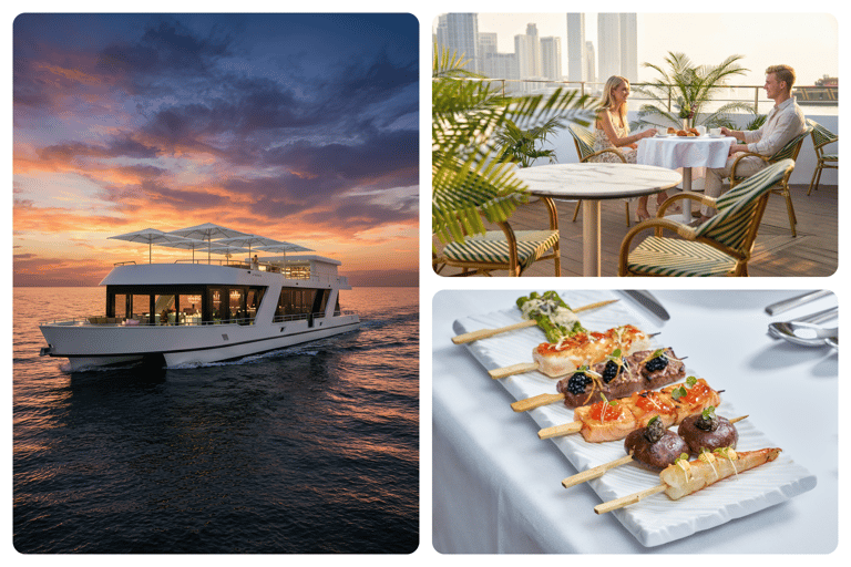 Dubai’s Best Dinner Cruise: Michelin Chef Menu & Live Show Upper Deck Seating