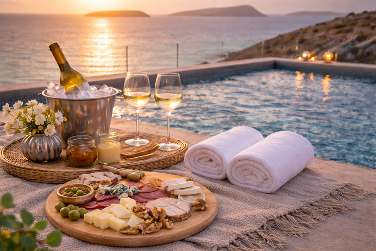 Santorini: Private Villa Pool Picnic with Wine & Swimming