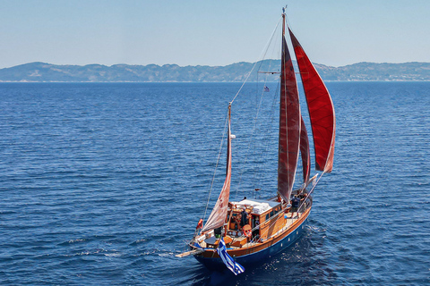 Skiathos: Wooden Sailboat Full- or Half-Day Trip with Meal Shared Sailing Full-Day Trip
