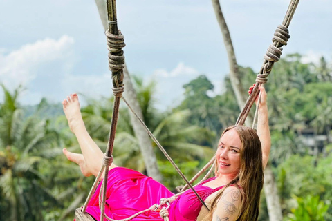 Bali: Swing, Koi Photo Boat, Monkey Forest, & Waterfall Private tour with ticket include