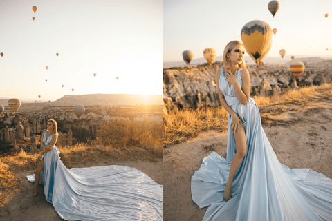 Cappadoce : Séance de photos au lever du soleil avec des robes volantes