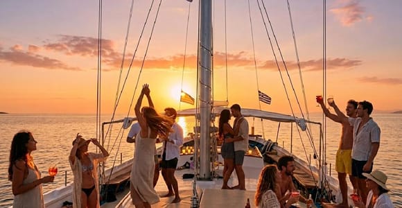 Paros: Sunset Yacht Cruise with Food & Drinks