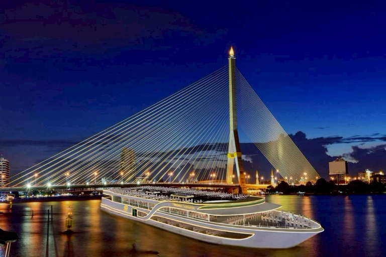 Bangkok: Najnowszy luksusowy 6-gwiazdkowy rejs po rzece MenamKolacja w formie bufetu, napoje bezalkoholowe bez ograniczeń i transfer