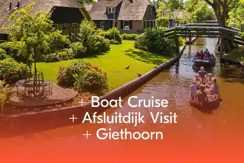 Amsterdam: Giethoorn Tour with Boat Ride & Afsluitdijk Visit