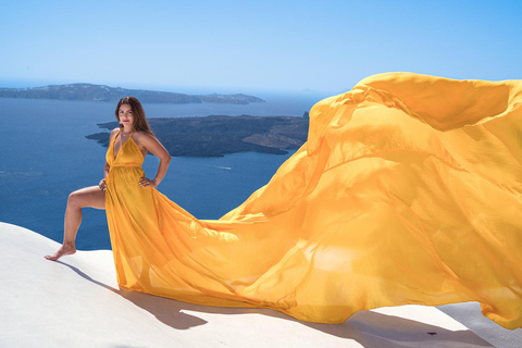 Santorini: Sesión de fotos privada con vestido volador30 minutos - Sesión de fotos con vestido volador