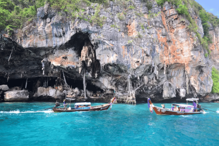 From Phi Phi: Morning/Afternoon Phi Phi Island Longtail Boat Half-Day Morning Phi Phi Island by Longtail Boat