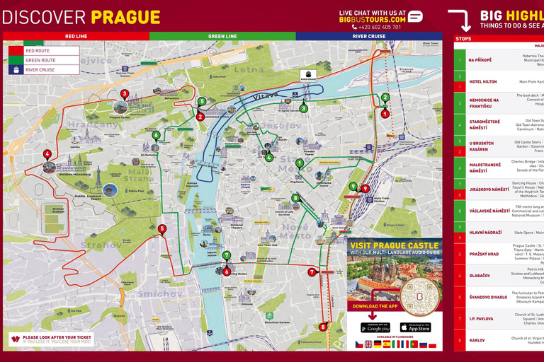 Prag: Hop-On/Hop-Off-Busticket für 24 oder 48 h24-h-Hop-On/Hop-Off-Bustour ohne Flussrundfahrt