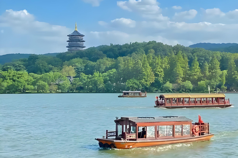 Hangzhou: Temple of Wealth, Tea Art, and River Boat Tour