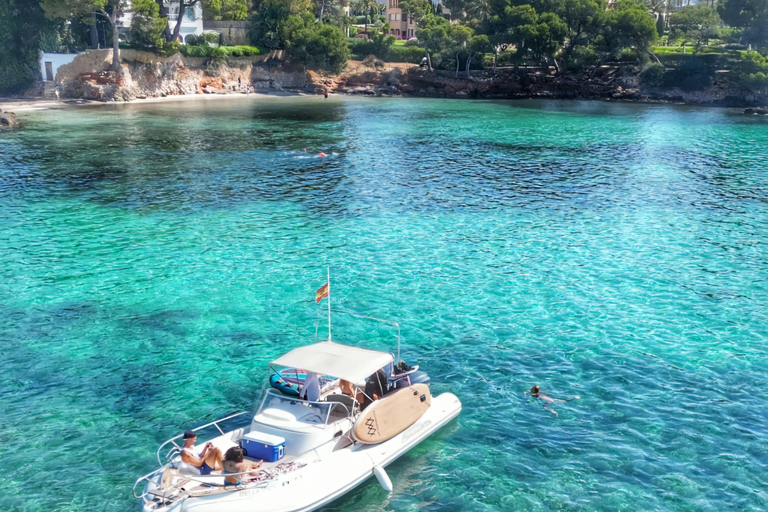 Palma de Mallorca: Private Sunrise Boat Tour & Watersports Sunrise experience + Long stop with water toys.