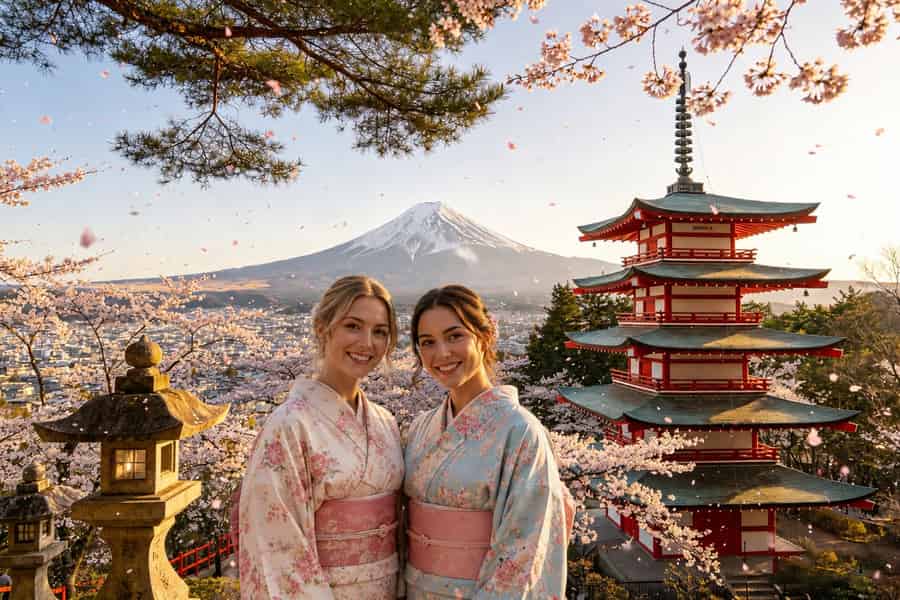 Fuji Arakurayama Park, Oshino Hakkai, Kawaguchi-See. Foto: GetYourGuide Fuji Arakurayama Park, Oshino Hakkai, Kawaguchi-See. Foto: GetYourGuide