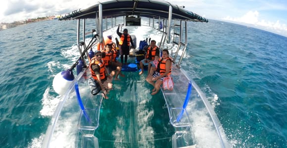 Cozumel: Transparent Boat Sightseeing Tour with Snorkeling and 2 Beers, Clear Boat