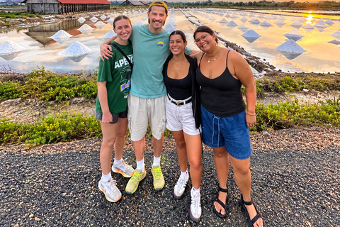 Kampot Salt field, Caves, lake & Botree family pepper farms Salt field,Secret lake&farms/sunset tours at La-plantations