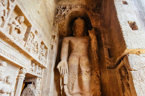 Mumbai : Grottes de Kanheri et temple de la pagode d&#039;orCircuit des grottes de Kanheri sans lieu de rendez-vous