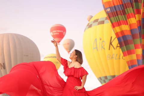 Cappadocia: Private Photo Shoot with Flying Dress & Horses Horse Photo Shoot Experience