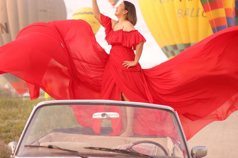 Cappadocia: Private Photo Shoot with Flying Dress & Horses Horse Photo Shoot Experience