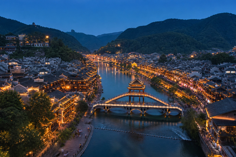 Zhangjiajie: Fenghuang Ancient Town Cruise Ticket & Transfer Tuo River Night Cruise E-Ticket