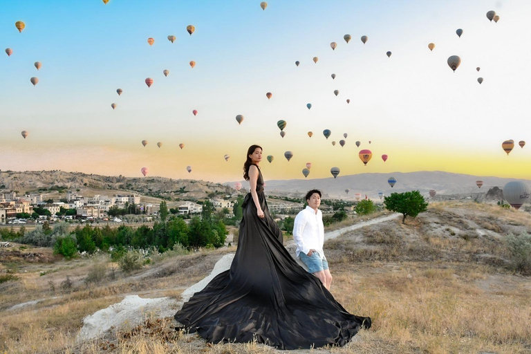 Cappadocia: Servizio fotografico privato con abito volanteTiro al tappeto