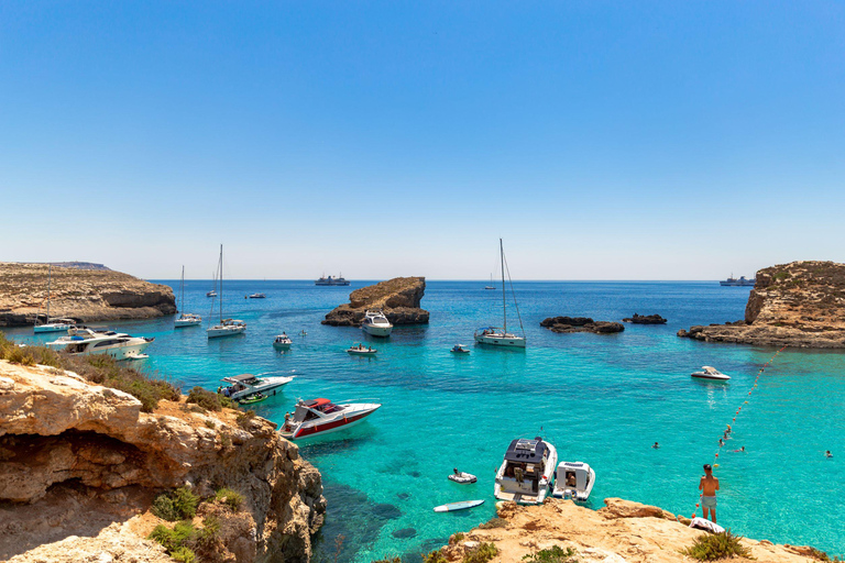 From Bugibba: Comino and Gozo Cruise with Swim Stops