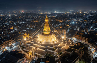 Kathmandu: Swayambhunath bei Nacht