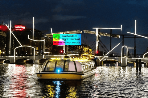 Amsterdam: Officiële Lichtfestival grachtenrondvaart met drankje