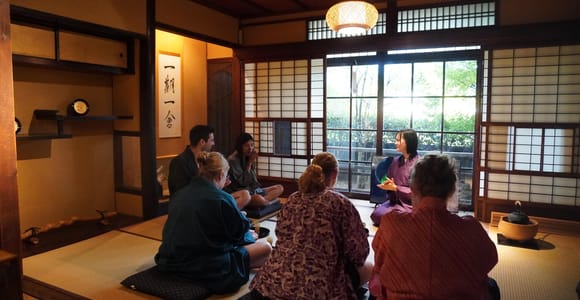 Authentic Tea Ceremony, Calligraphy in Kyoto with River View