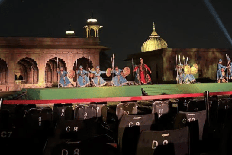 Delhi: Red Fort Light & Sound Show with Private Car & Guide Red Fort Light and Sound Show Ticket+Car+Guide