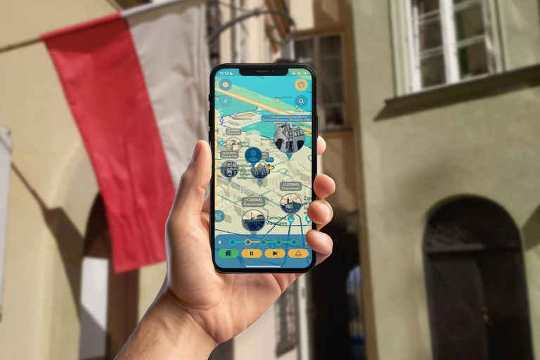 Rundvandring i det medeltida Warszawa med smartphone-appstandard