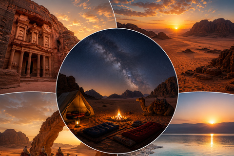 3-Day Wadi Rum Camping in Desert, Petra & Dead Sea Adventure 3-Day Wadi Rum Desert Camping, Petra & Dead Sea Adventure