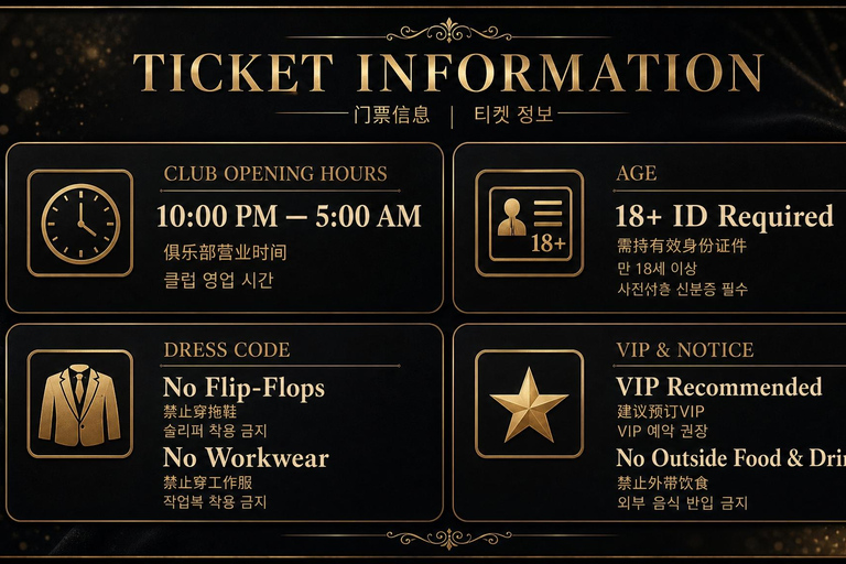 Osaka GALA RESORT Nightclub Entry Ticket with VIP Options Men's Admission Ticket