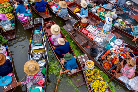 Damnoen : Train Market,Canal Life & Suspension Bridge Scenic