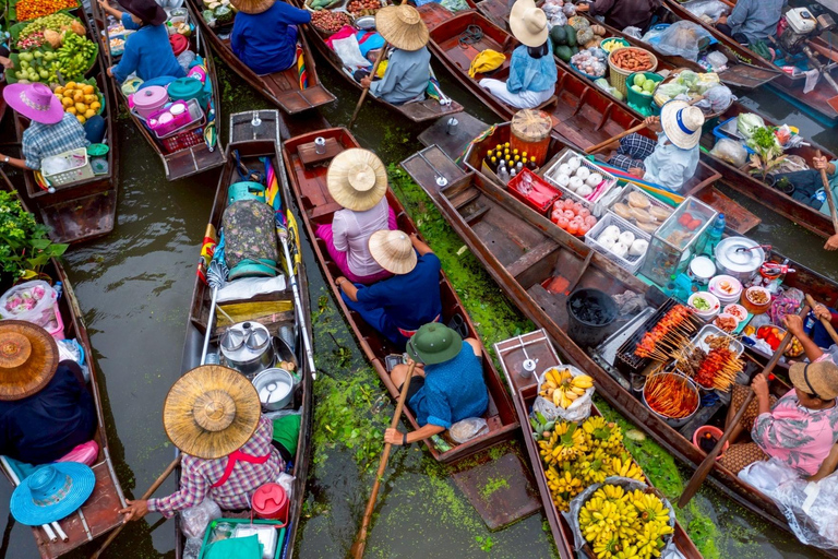 Damnoen : Train Market,Canal Life & Suspension Bridge Scenic