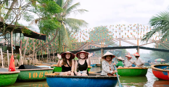HoiAn : Basket Boat -Coffee Making Fishing Net & Crab Catch