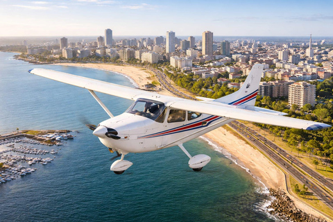 Panoramic Airplane Flight Over Montevideo
