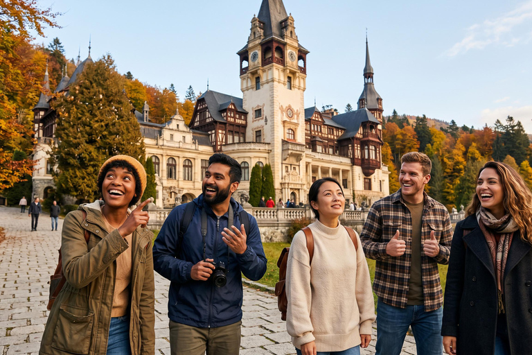 From Bucharest: Peles, Dracula & "Wednesday" Castles Tour COACH TOUR Audio guide in 24 languages