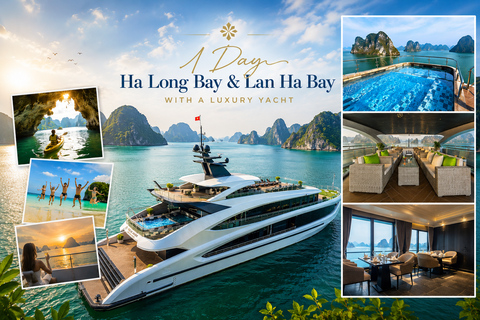 Ha Long & Lan Ha Bay Luxury Yacht: Dark Cave, Kayak, Sunset Private Car Transfer & Private Tour Guide & Shared Boat