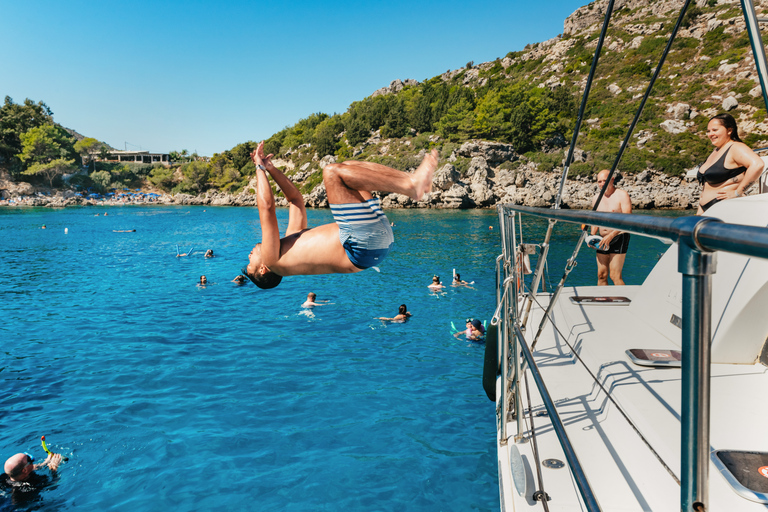 Rhodes: All-Inclusive Catamaran Cruise with Lunch and DrinksSailing Catamaran with 3 Swim Stops “Wind”