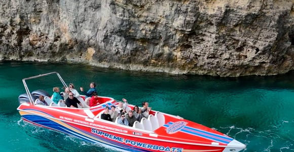 Sliema: Powerboat trip to Gozo & Comino with Caves