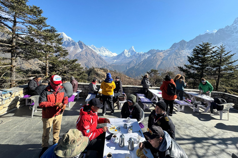 Landing at Everest Base Camp Kalapather and breakfast