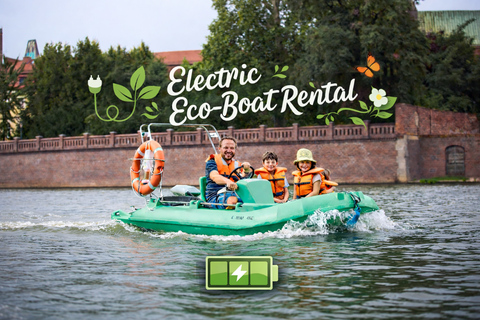 Wrocław: 1-hour Electric Eco-boat rental in Zatoka Gondoli