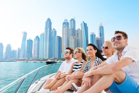 Dubai: Luxury Yacht Tour with Water Soft Drinks Dubai: Sunset Luxury Yacht Tour with Snack Box & Soft Drinks