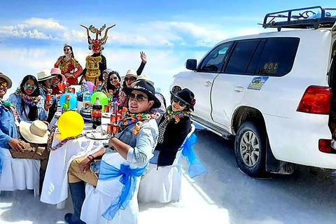 From Uyuni: Salt Flat Experience with Sunset, Lunch Included, and Wine