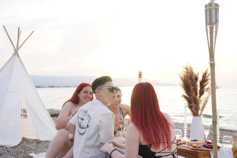 Romantic picnic in Corinth by the sea