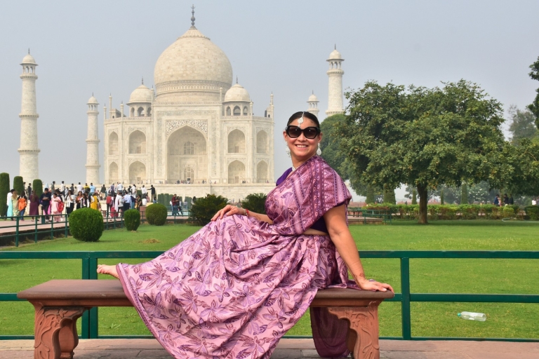 Ab Delhi: Besuch des Taj Mahal bei Sonnenuntergang und Agra-TourAuto mit Fahrer, Reiseführer, Eintritt zu den Denkmälern, & Mittagessen