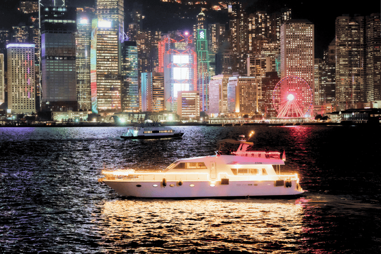 Hong Kong: 100-Mins Victoria Harbour Yacht Tour & Drinks 100 mins Immersion Cruise Symphony of Lights (Tsim Sha Tsui)