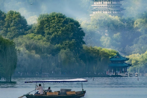 هانغتشو: جولة بالقارب في البحيرة الغربية، وقرية الشاي، والمعبد