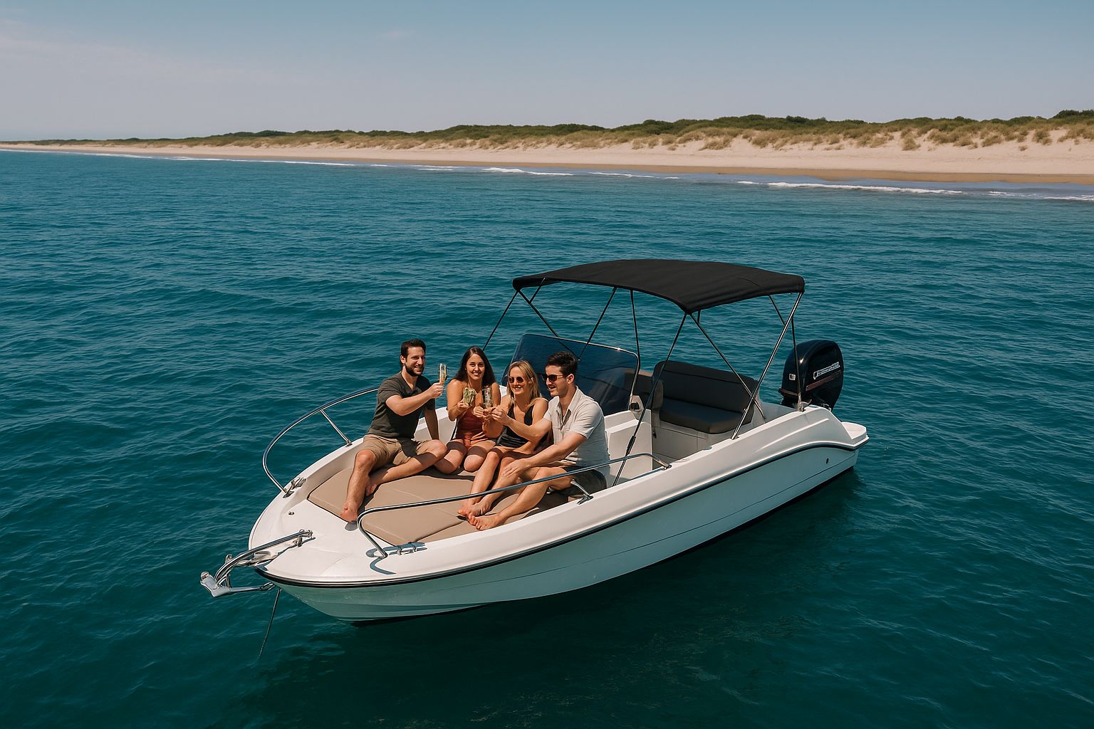 Entdecke die Espiguette und ihre Sandbank an Bord eines Premium-Bootes