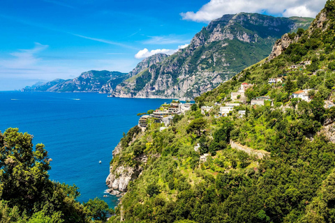 Vanuit Sorrento: Rondleiding met de bustour en boottocht langs de Amalfikust