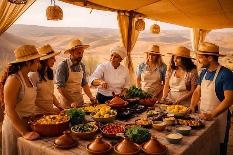 Marrakech : shopping, cuisine, dîner et spectacle dans le désert d'Agafay - cuisine