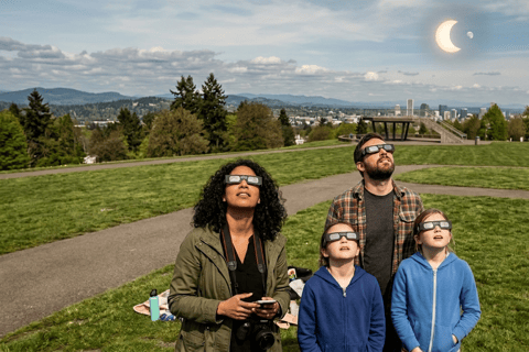 Solar Eclipse in Galicia with Lugo and Roman Wall from Santiago